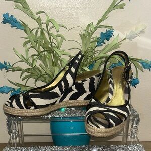 ANTONIO MELANI Zebra Print Espadrille Wedges